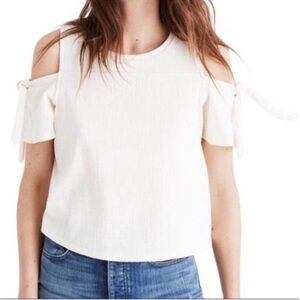 Madewell Skylark Cream Cold Shoulder tie shirt